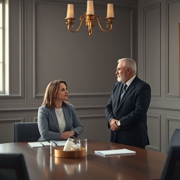 Dva finanční poradci v minimalistické zasedací místnosti v Ostravě